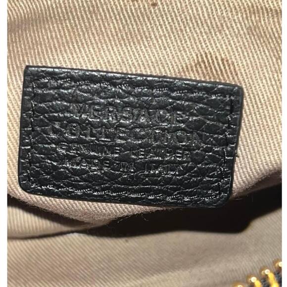 Versace Collection Black Pebbled Leather Wristlet Clutch Bag - Picture 5 of 5